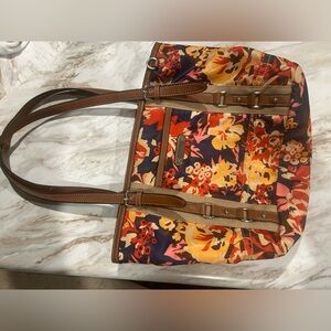 Franco Sarto Multicolor Floral Tote with Brown Straps